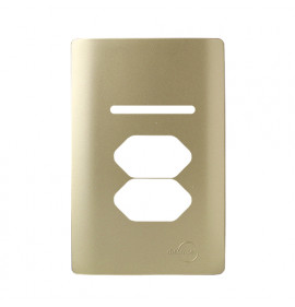 Placa P/ 1 Interruptor + Tomada dupla 4x2 - Novara Dourado